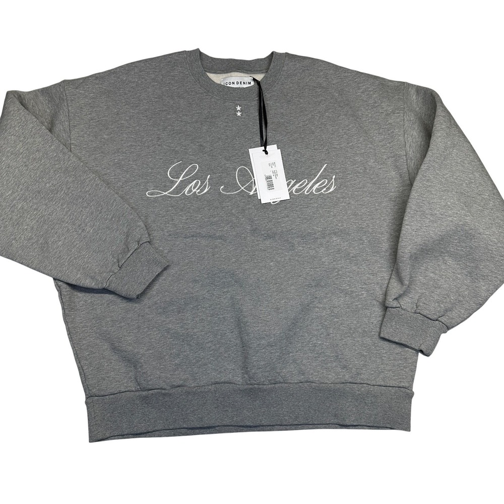 Icon‎ Denim Los Angeles Embroidered Logo Oversized Sweatshirt Grey Men's L
